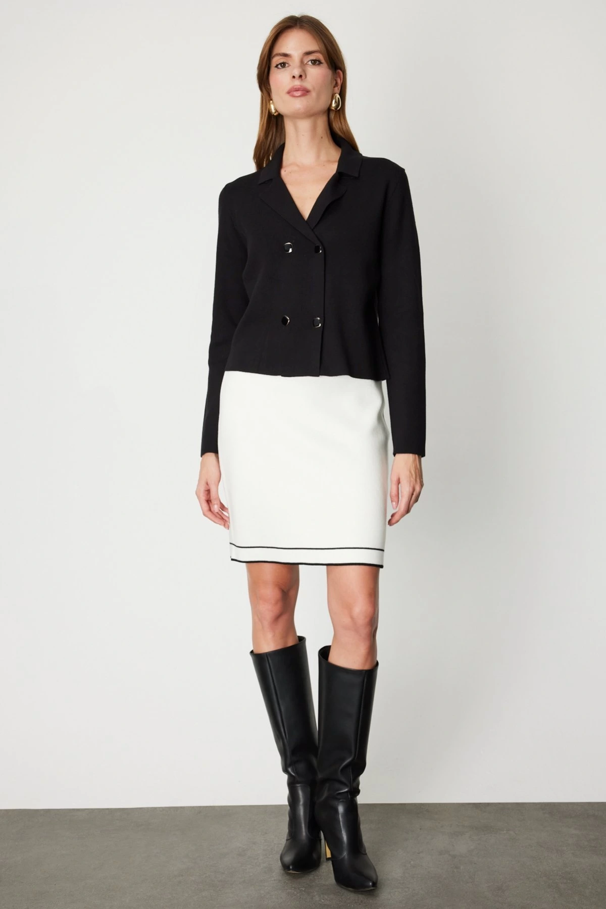 On Fashion Düğmeli Kadın Siyah Ceket 69506