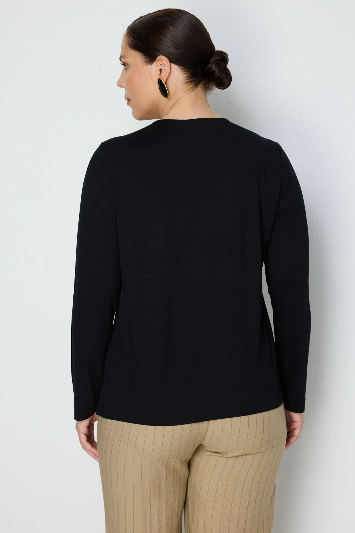 On Fashion Düğmeli Taşlı Uzun Bluz 71470