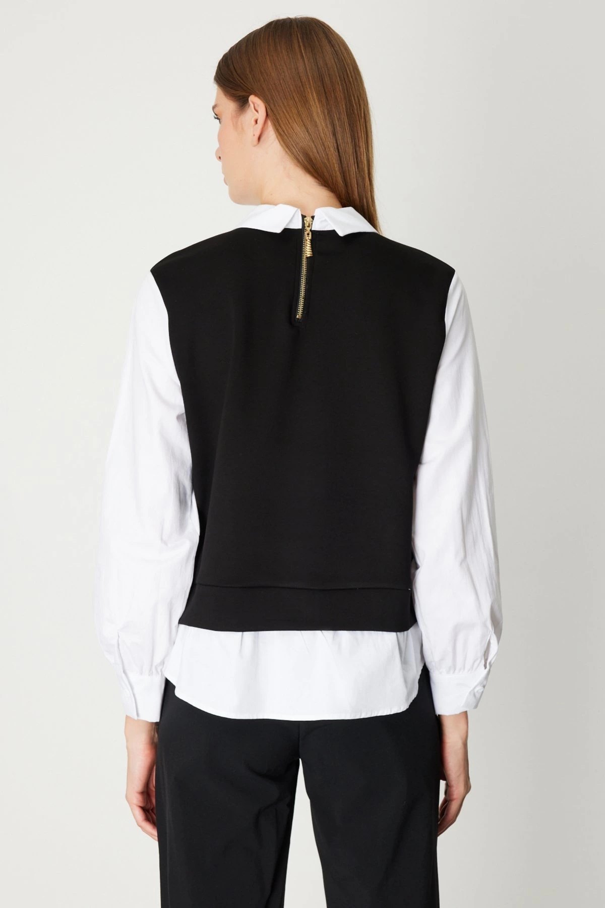 On Fashion İşlemeli Süveterli Gömlekli Bluz 66332