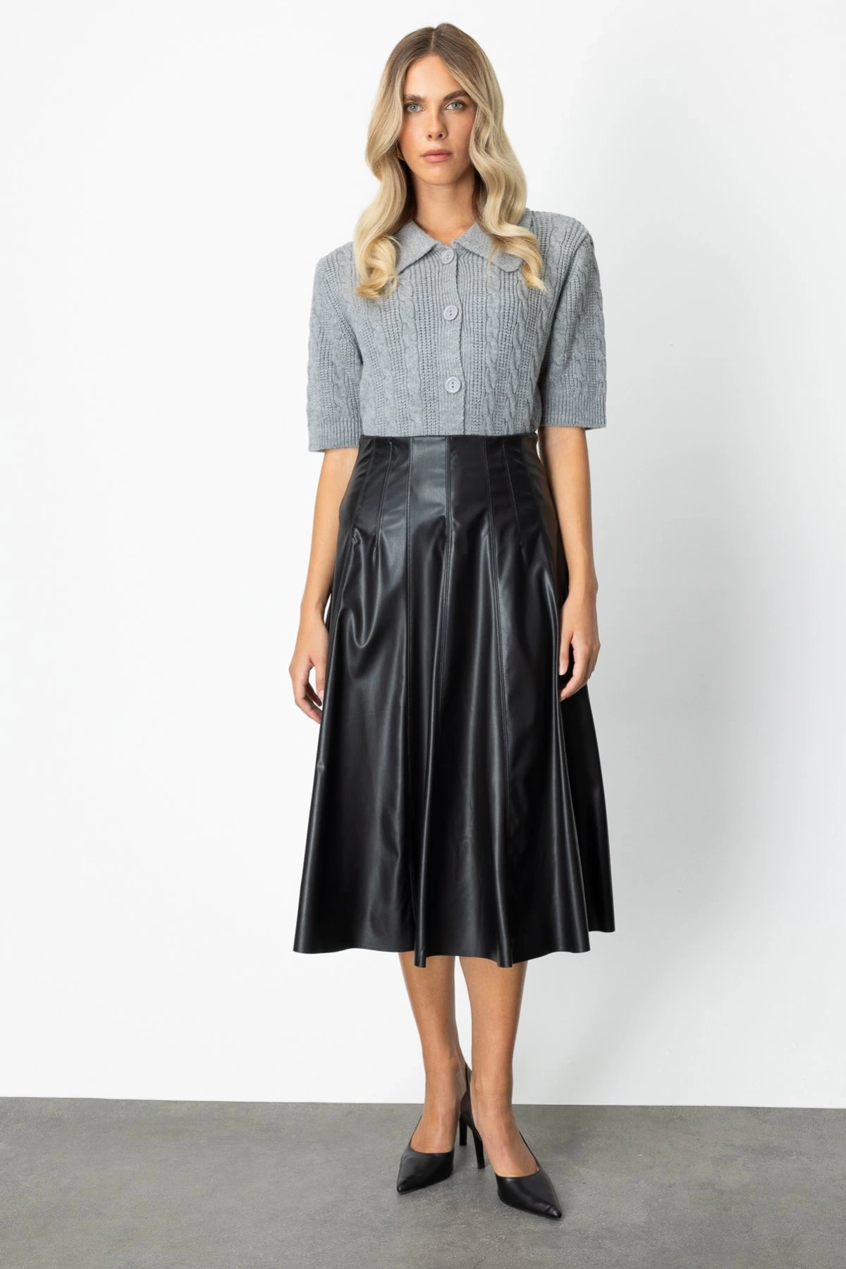 On Fashion Midi Boy Deri Etek 64201