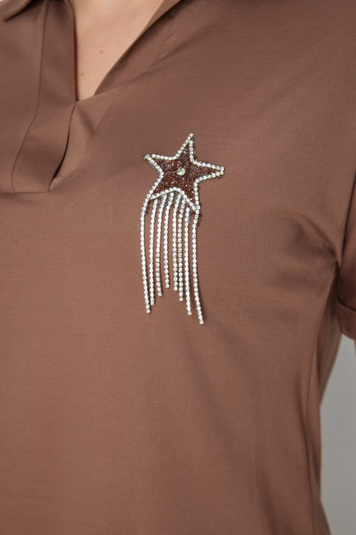 On Fashion Polo Yaka Kısa Kol Bluz 71423