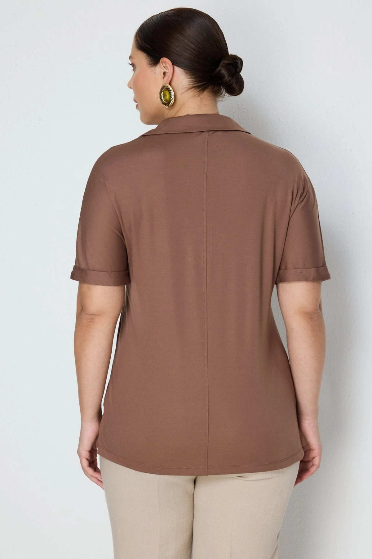 On Fashion Polo Yaka Kısa Kol Bluz 71423