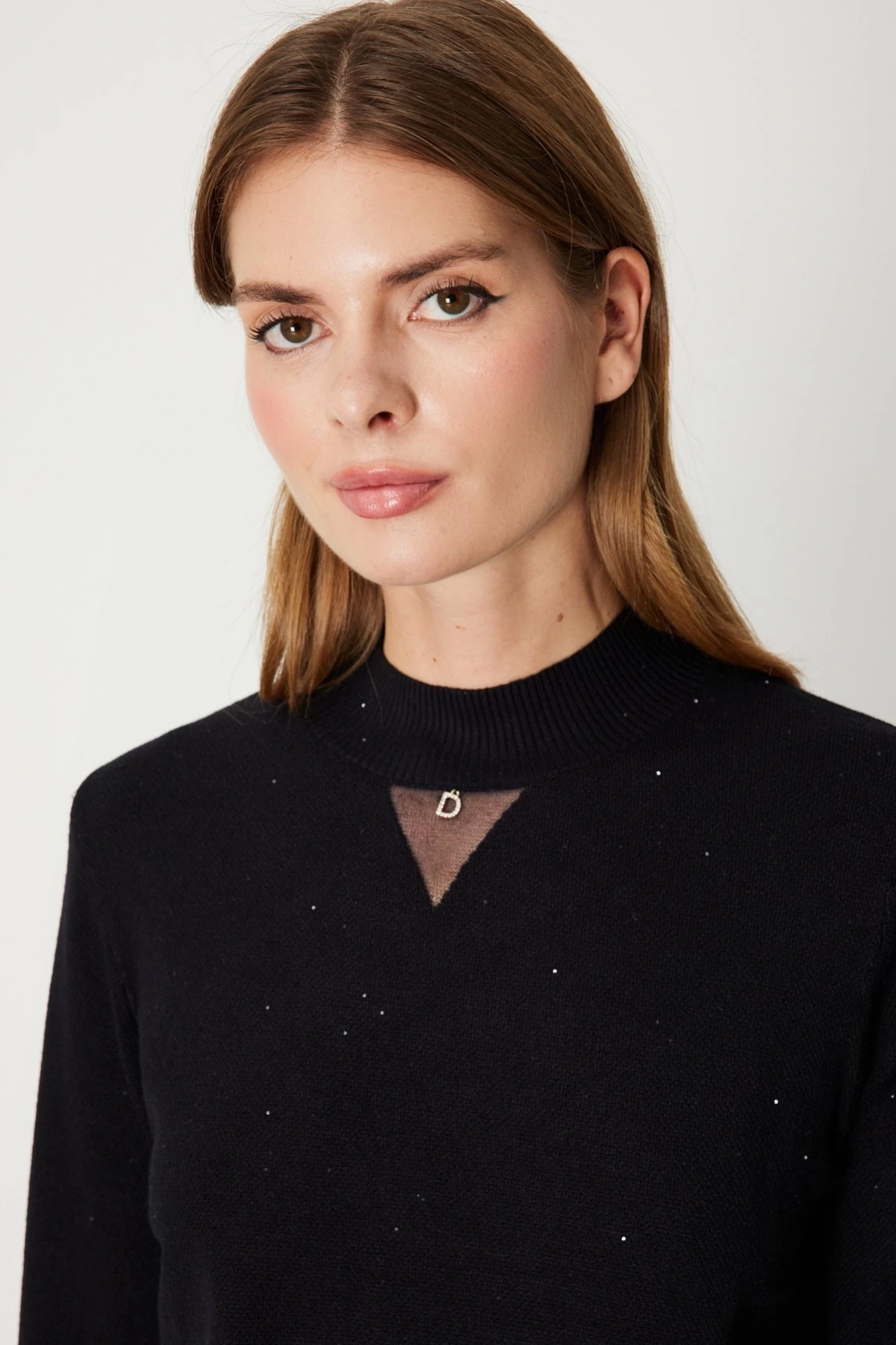 On Fashion Pul Detaylı Kadın Siyah Kazak 60345