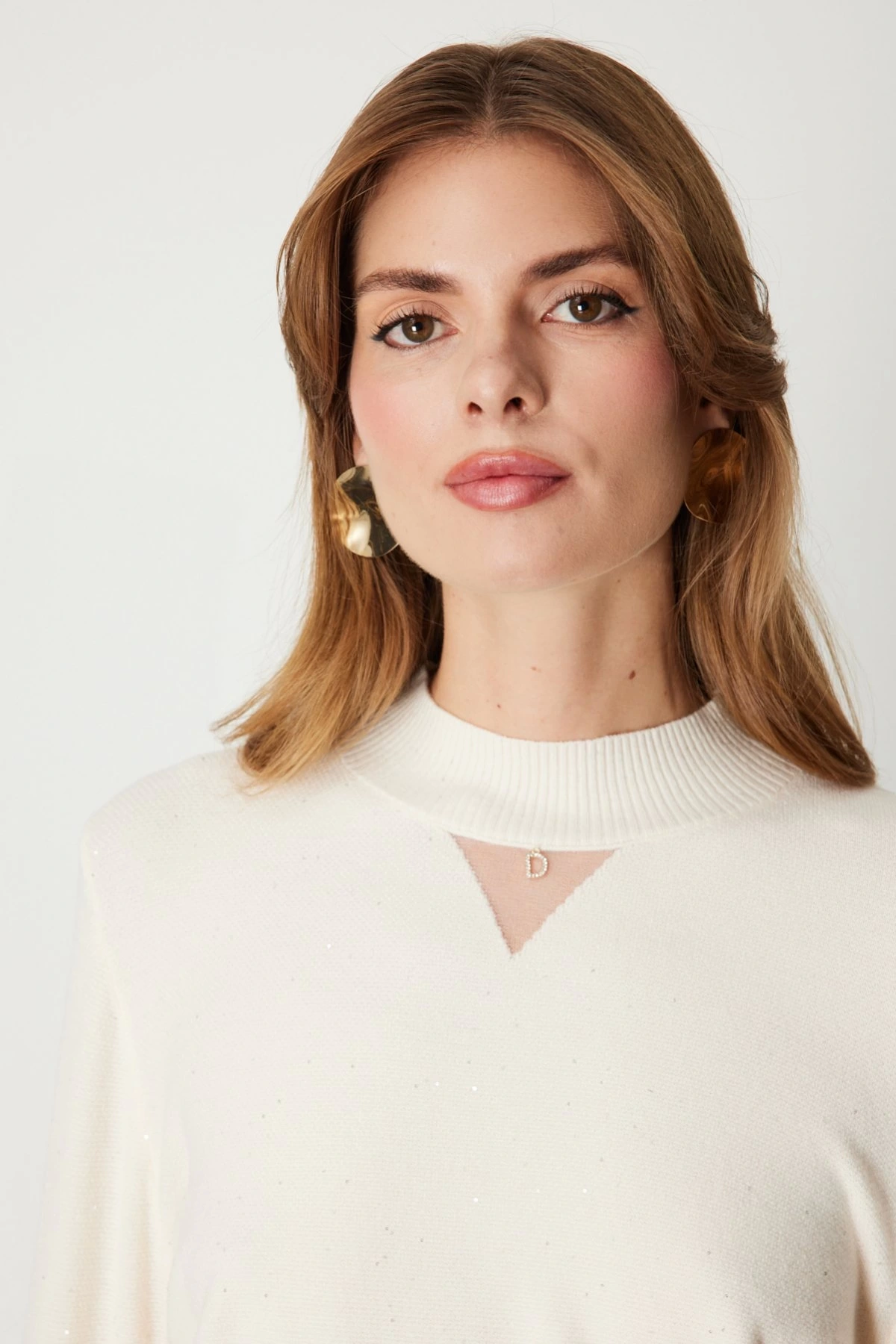 On Fashion Pul Detaylı Kadın Bej Kazak 60345