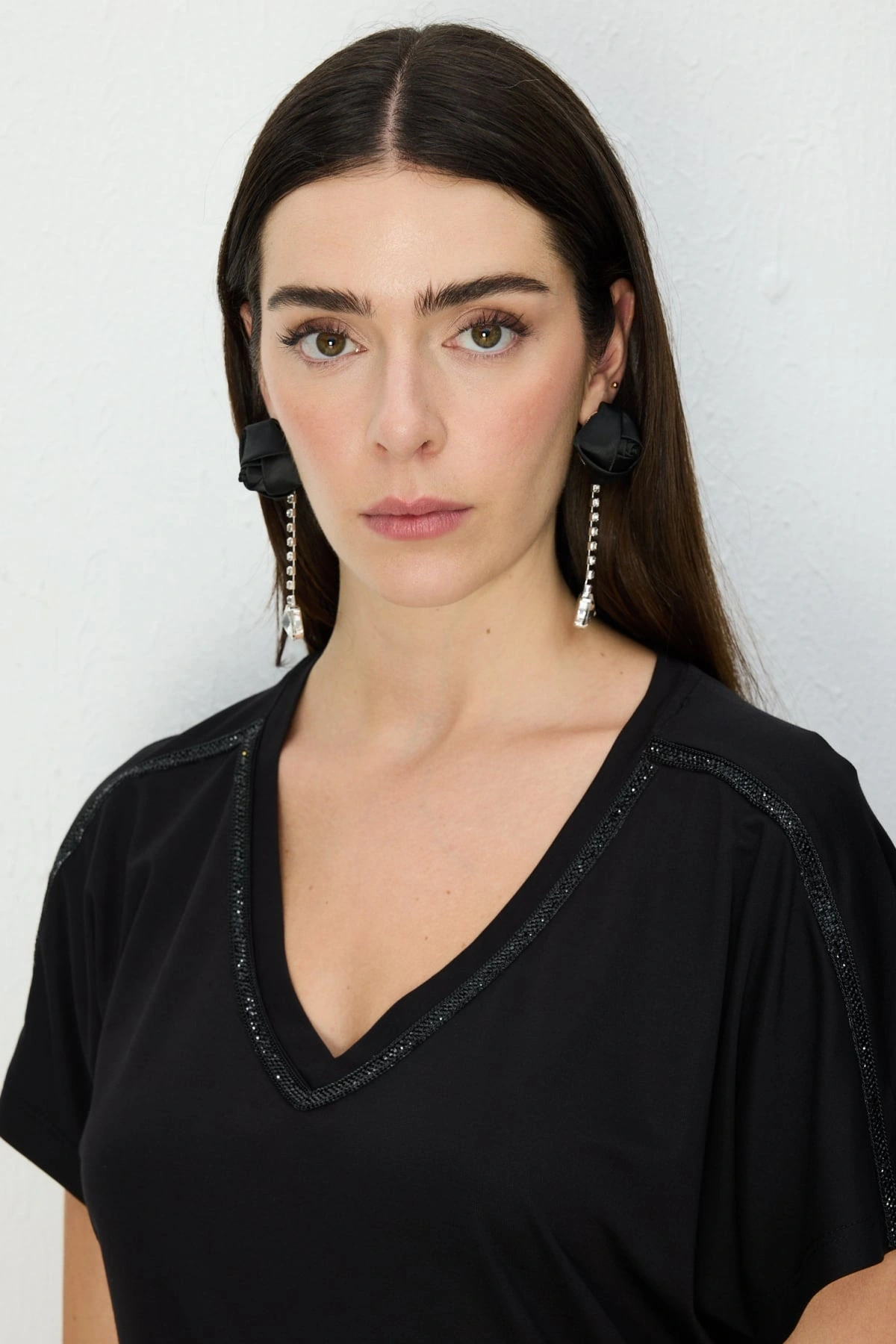 On Fashion V Yaka Taşlı Bluz 71540