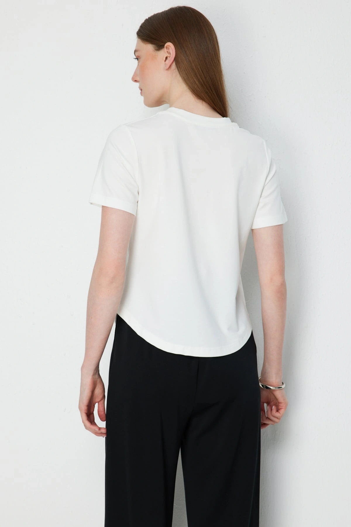 On Fashion Yazılı Dikişli Sıfır Yaka Bluz 76412