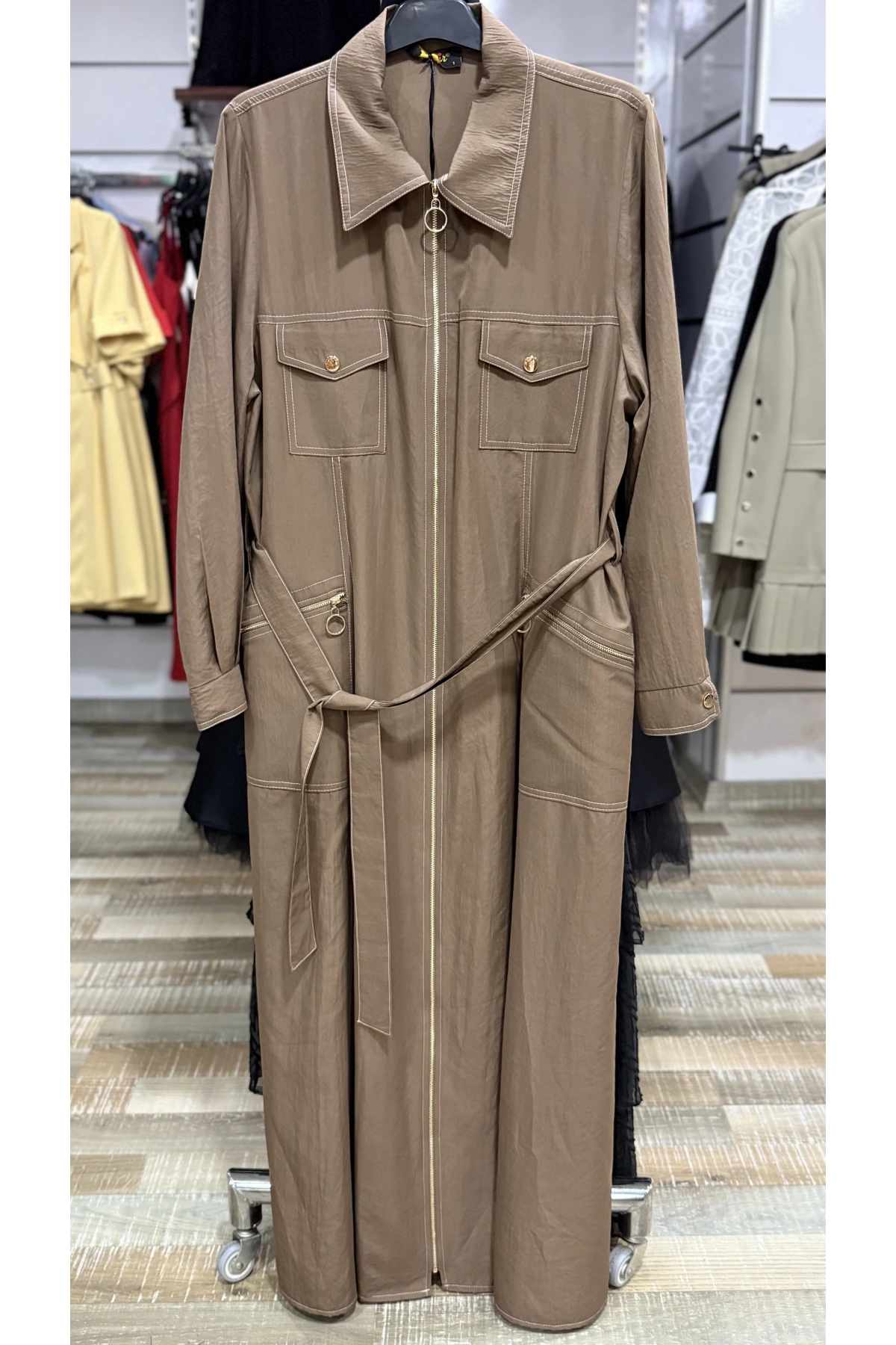 Safir Fermuarlı Uzun Elbise 25223