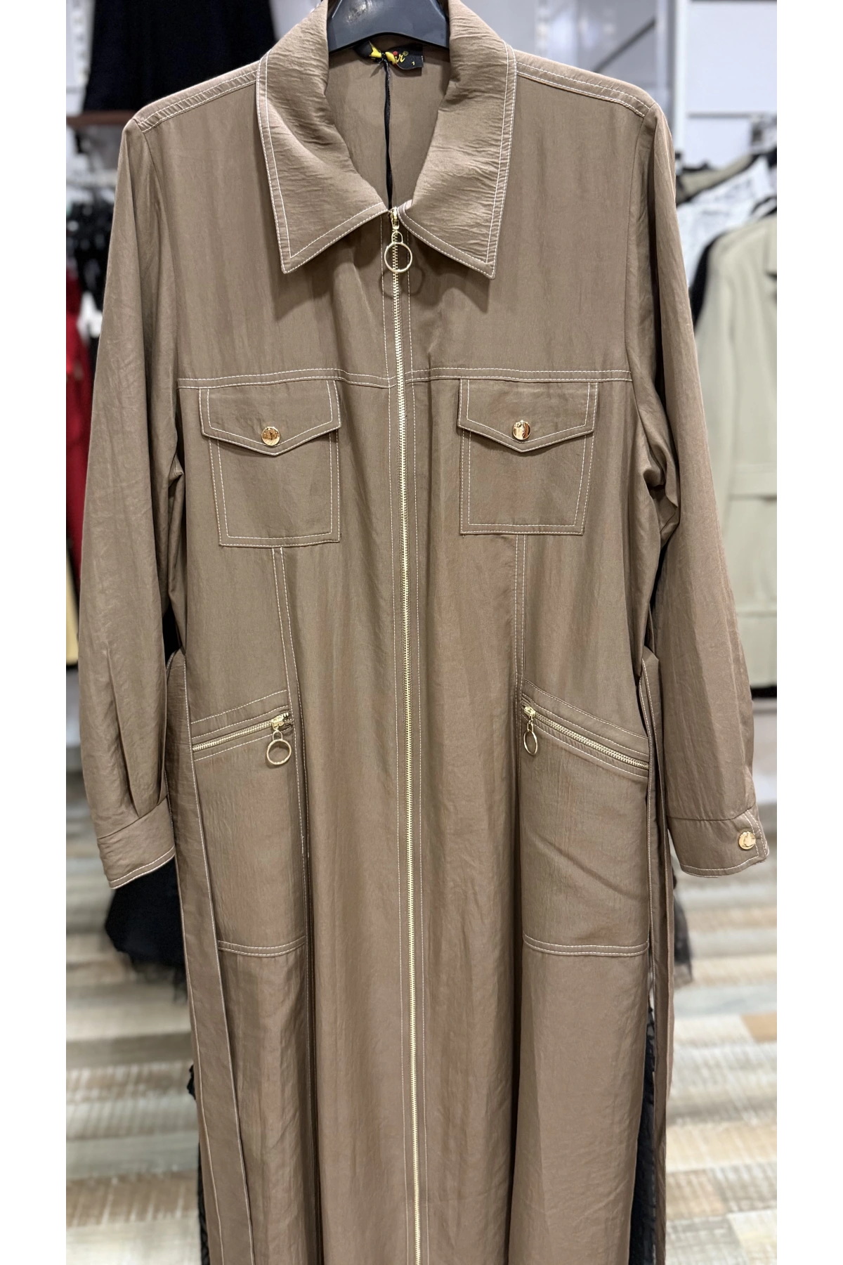 Safir Fermuarlı Uzun Elbise 25223