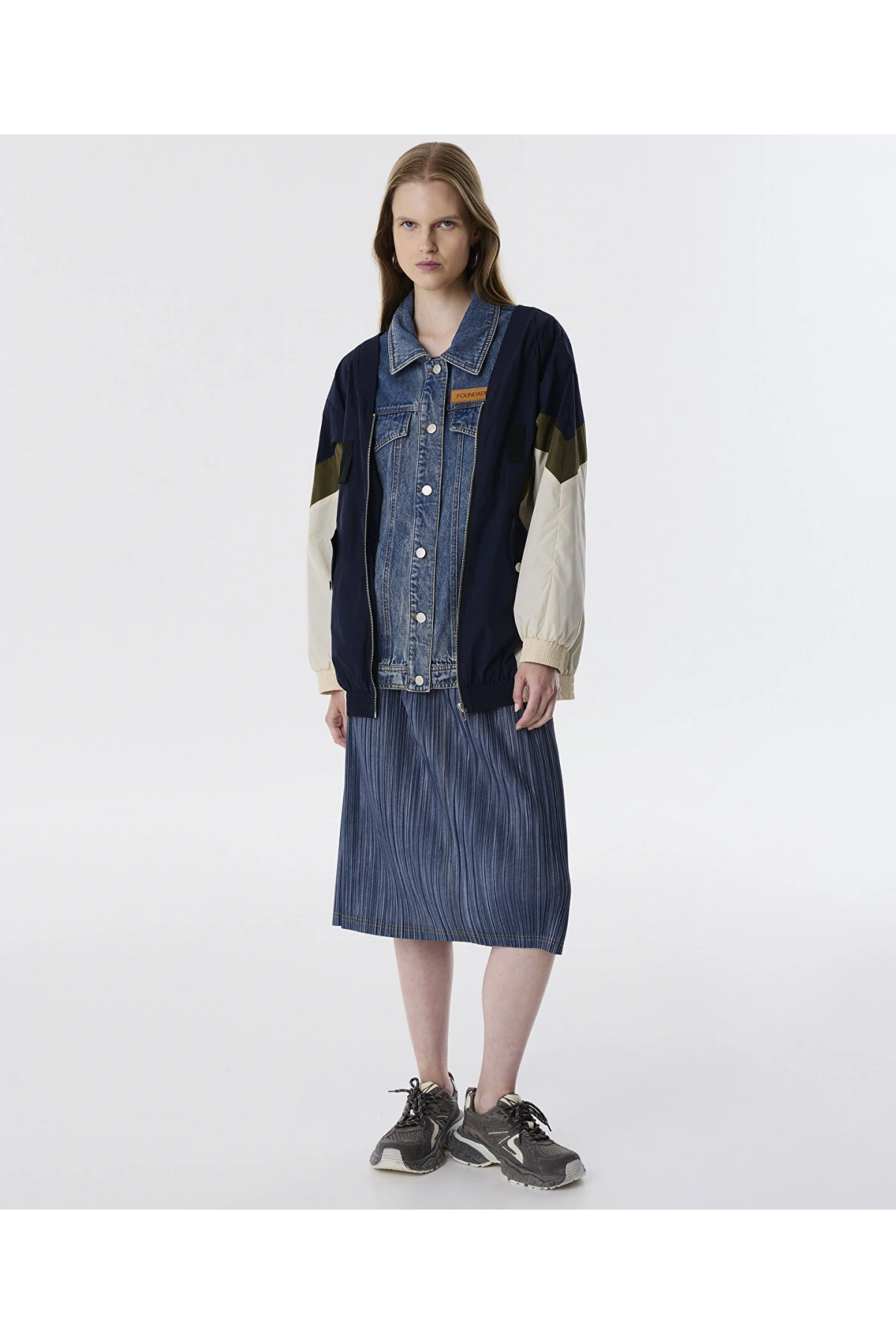 Twist Çift Parça Görünüm Patchli Kadın Lacivert Mont TW6250012167