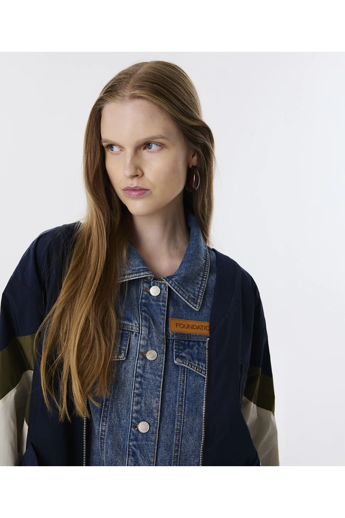 Twist Çift Parça Görünüm Patchli Kadın Lacivert Mont TW6250012167