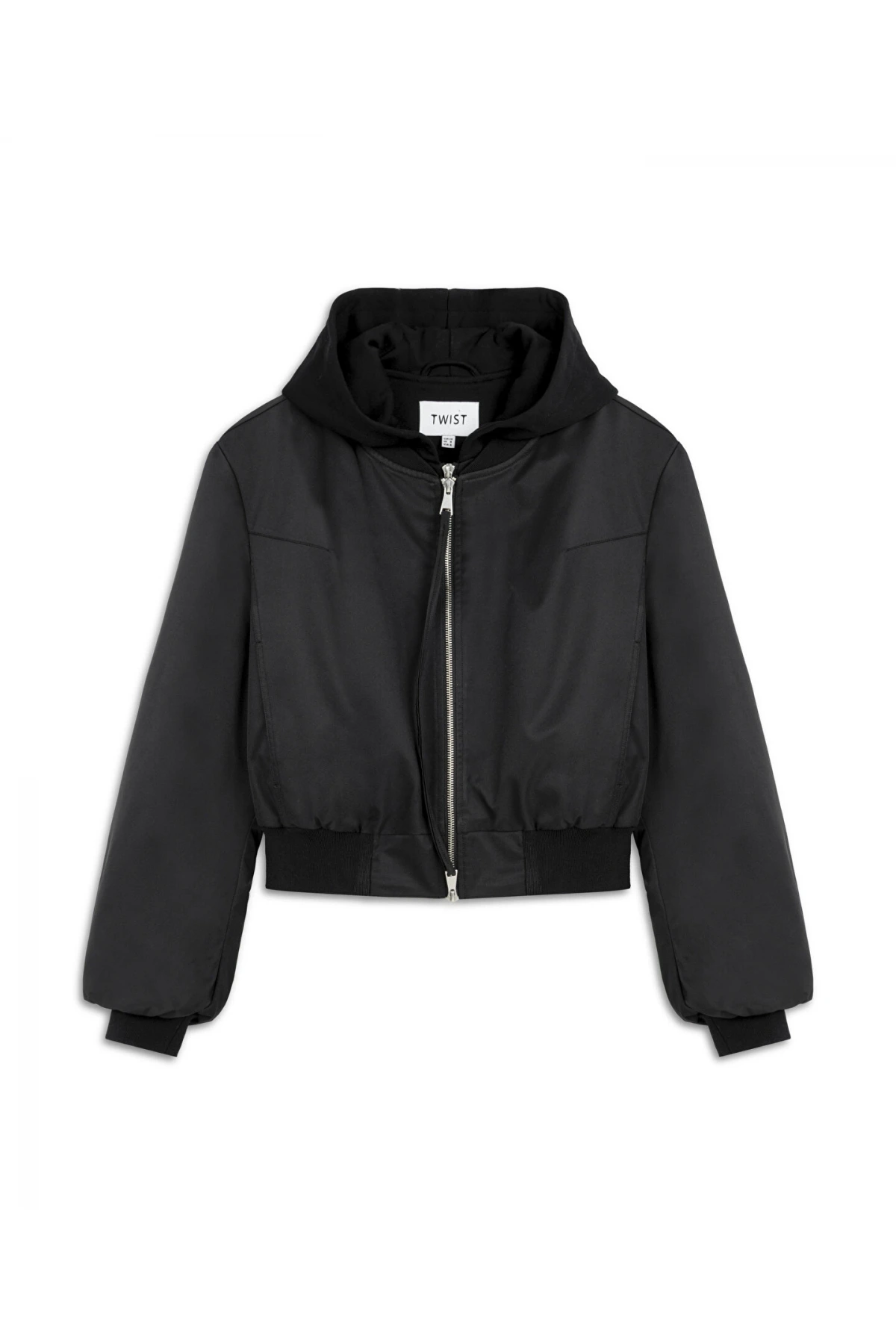 Twist Çift Parça Görünümlü Kadın Siyah Bomber Mont TW6250012158