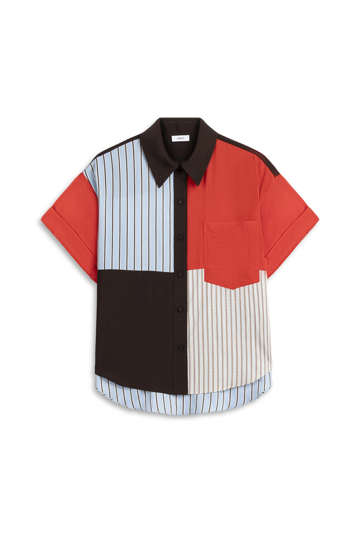Twist Çizgi Desen Mix Colorblock Gömlek TS1260025236