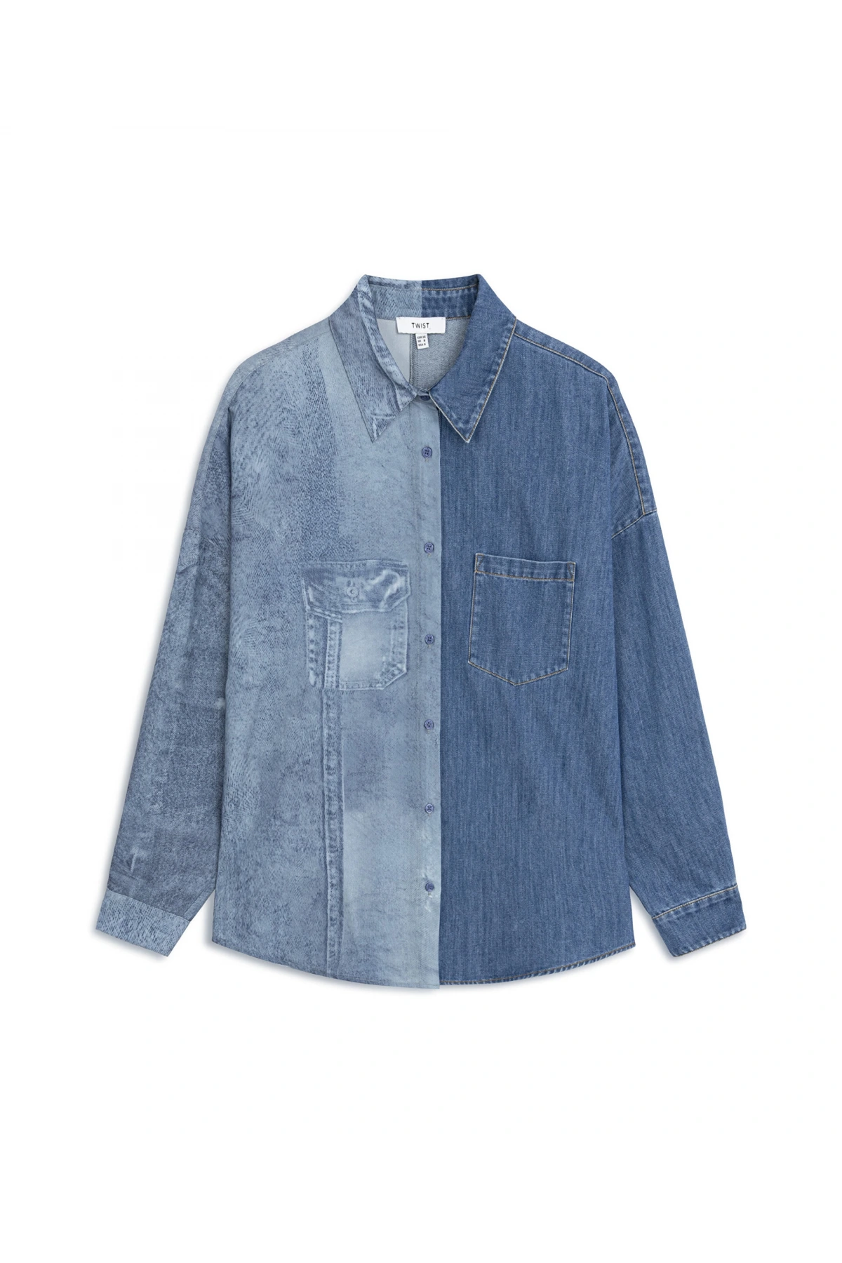 Twist Denim Baskılı Kumaş Mix Gömlek TW6250025087