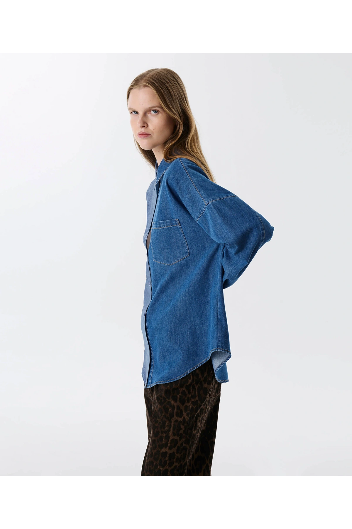 Twist Denim Baskılı Kumaş Mix Gömlek TW6250025087