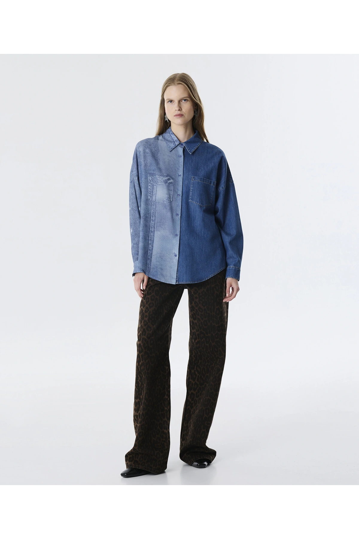 Twist Denim Baskılı Kumaş Mix Gömlek TW6250025087