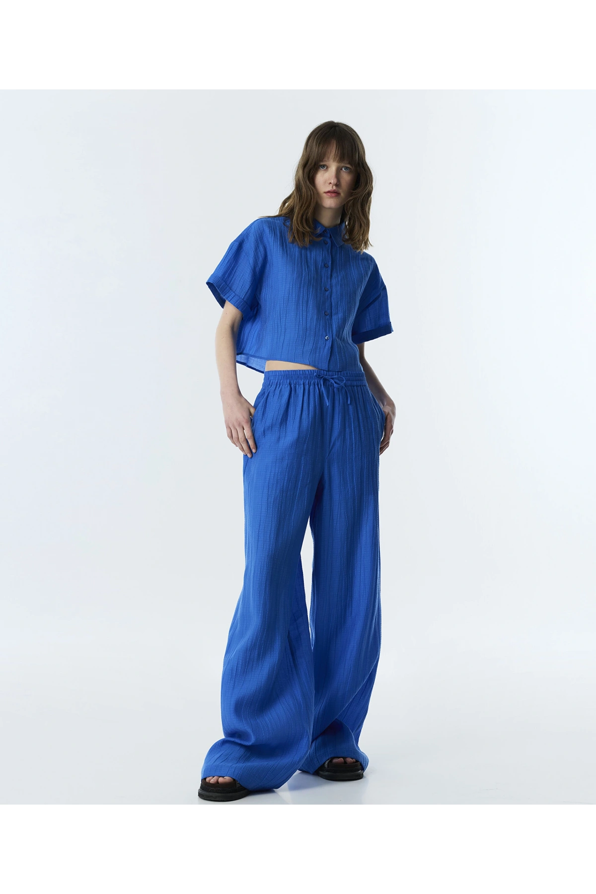 Twist Dokulu Wide Leg Pantolon TS1260003262