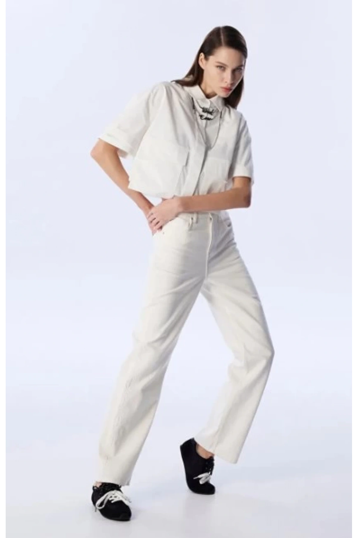 Twist Gofre Baskılı Wide Leg Jean Pantolon TS1250018042