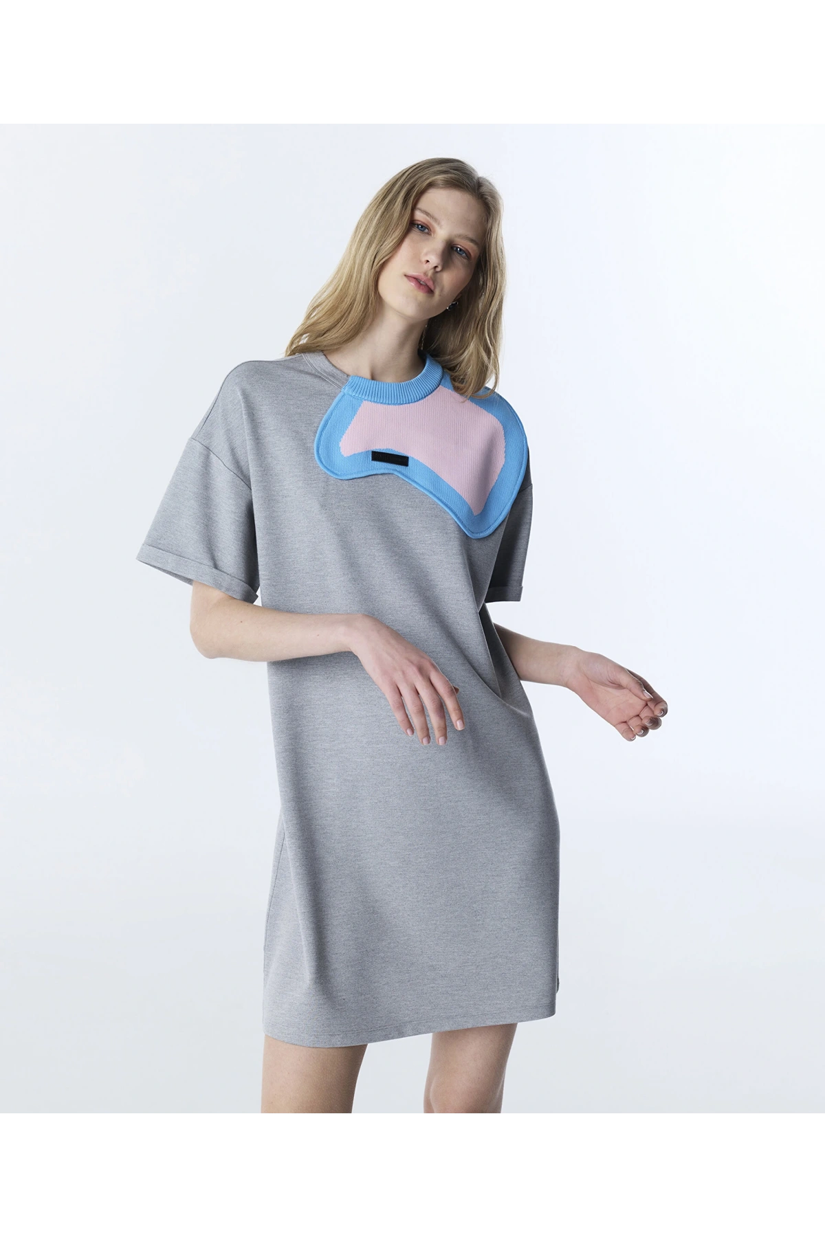 Twist Kontrast Patchli Penye Elbise TS1260002227