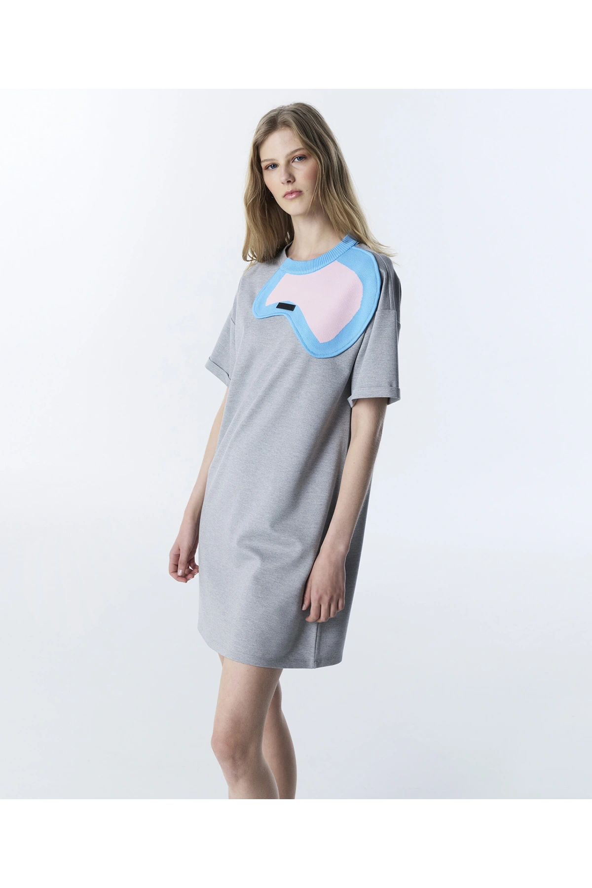 Twist Kontrast Patchli Penye Elbise TS1260002227