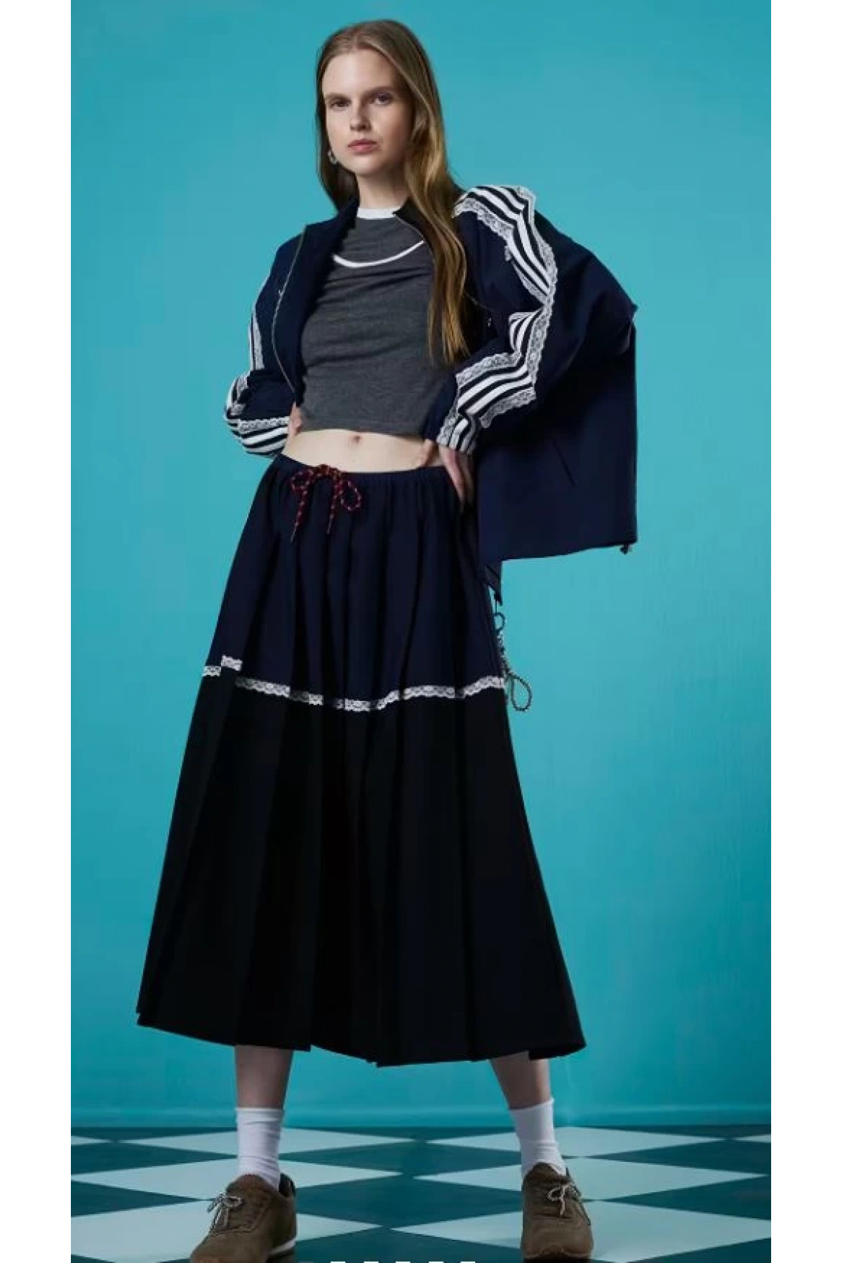 Twist Kumaş Mix Colorblock Etek TW6250004067