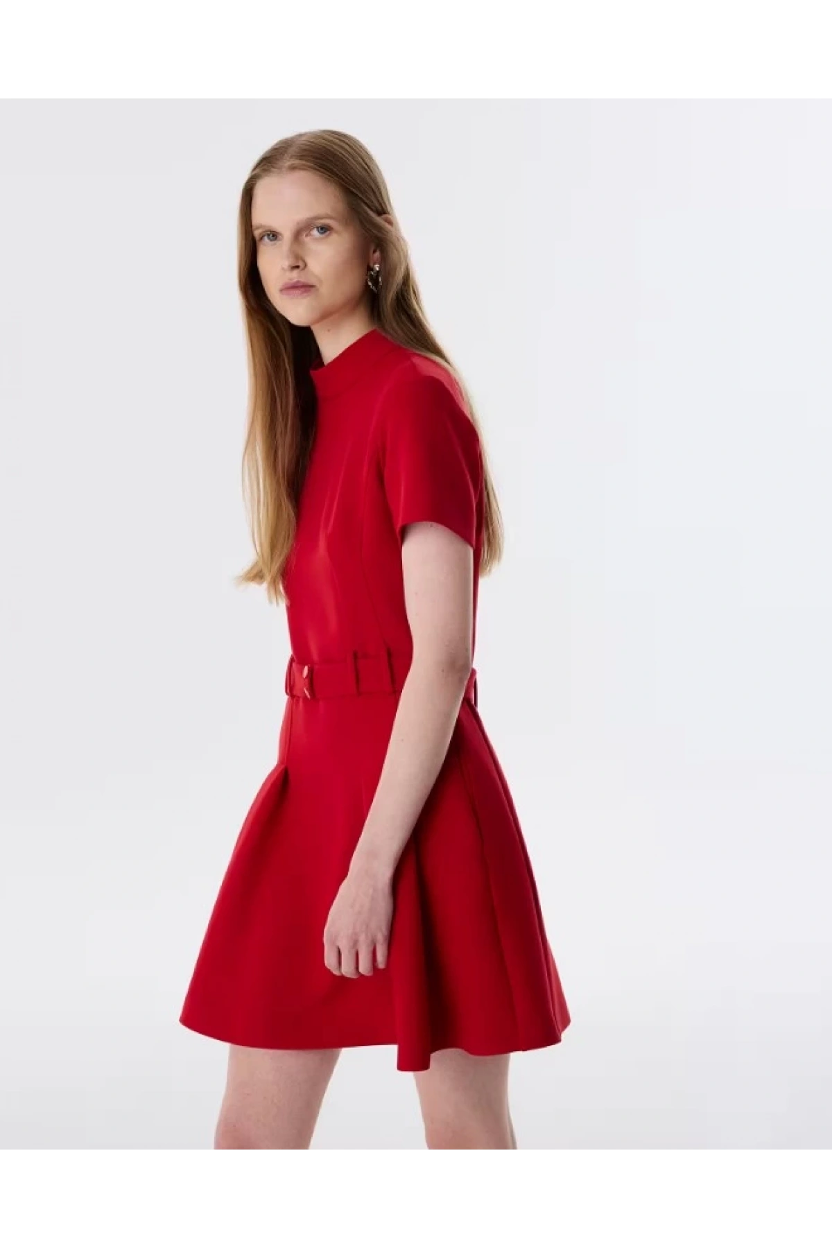 Twist Pileli Dik Yaka Elbise TW6250002153