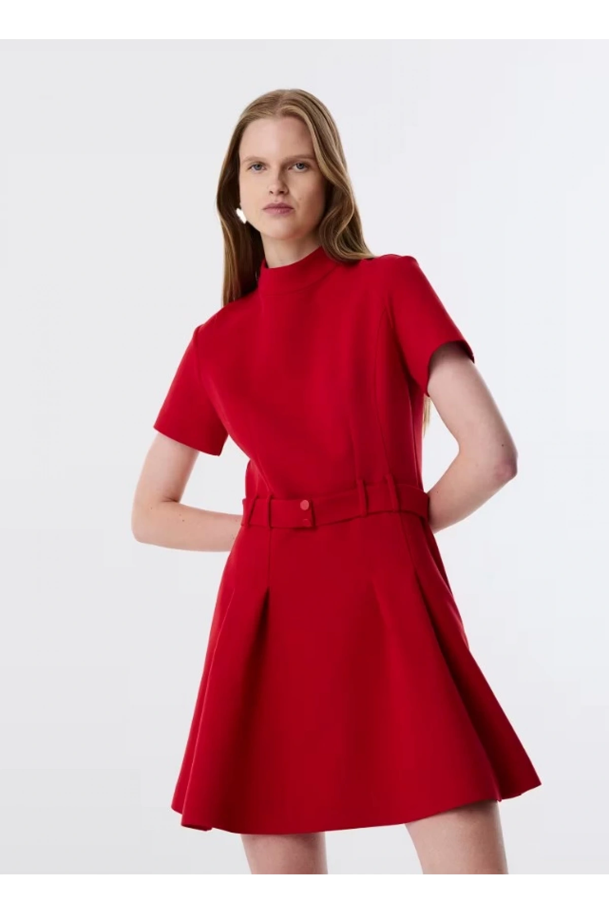 Twist Pileli Dik Yaka Elbise TW6250002153