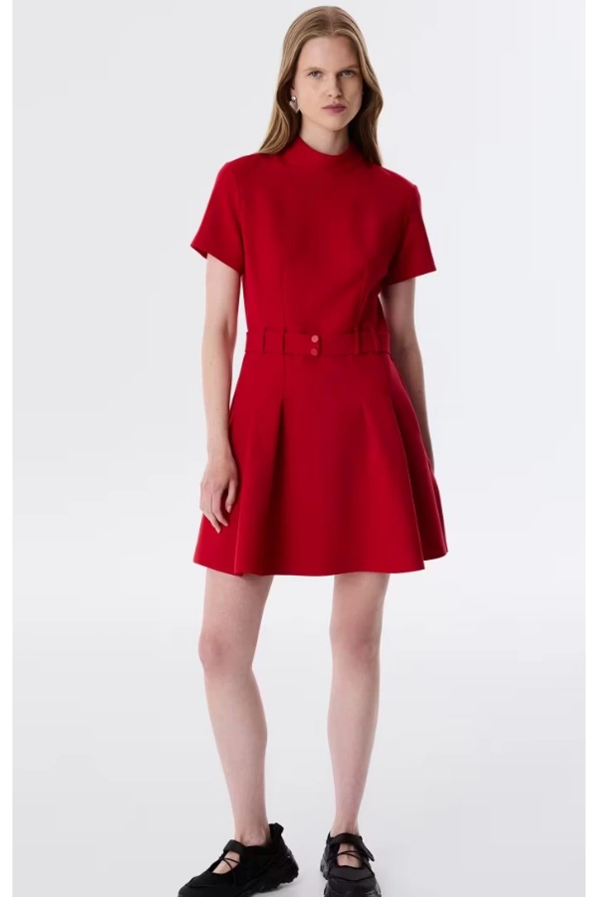 Twist Pileli Dik Yaka Elbise TW6250002153