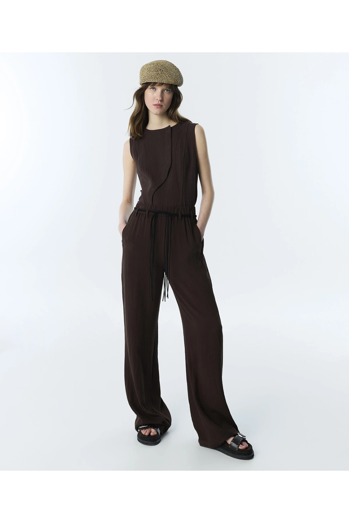 Twist Püsküllü Kemerli Wide Leg Pantolon TS1260003261