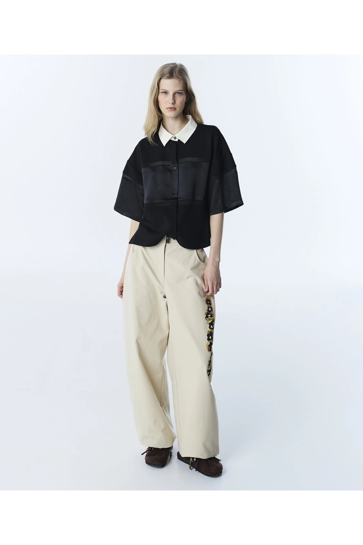 Twist Saten Mix Colorblock Bluz TS1260006057