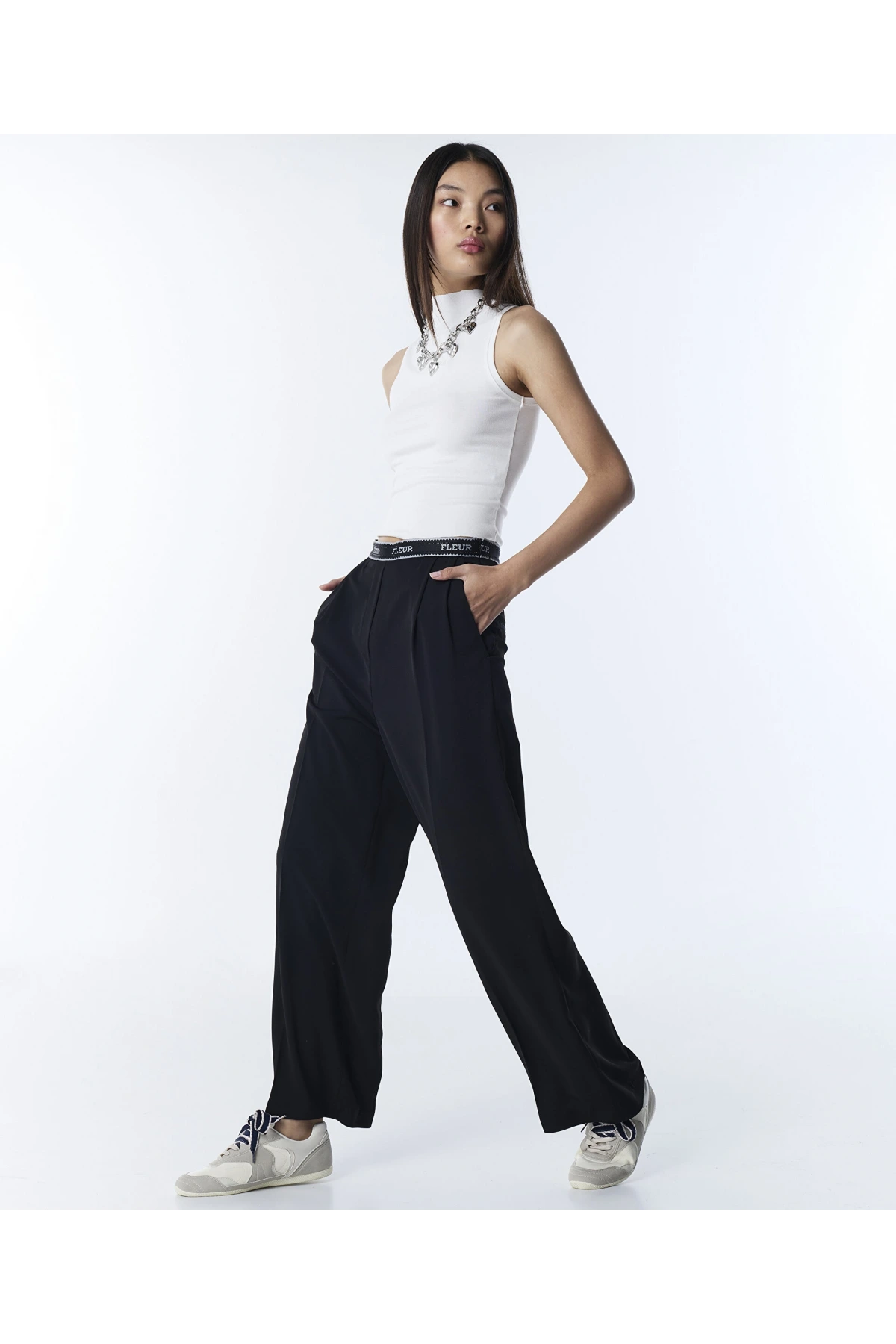 Twist Slogan Wide Leg Pantolon TS1260003139