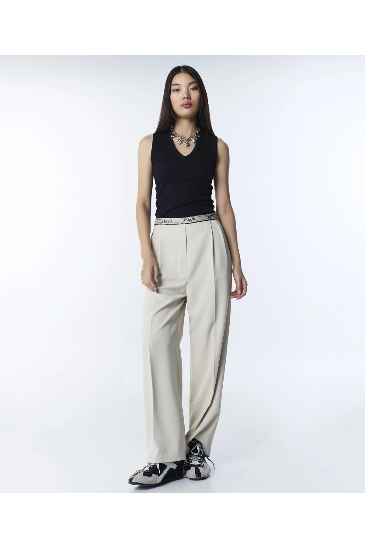 Twist Slogan Wide Leg Pantolon TS1260003139