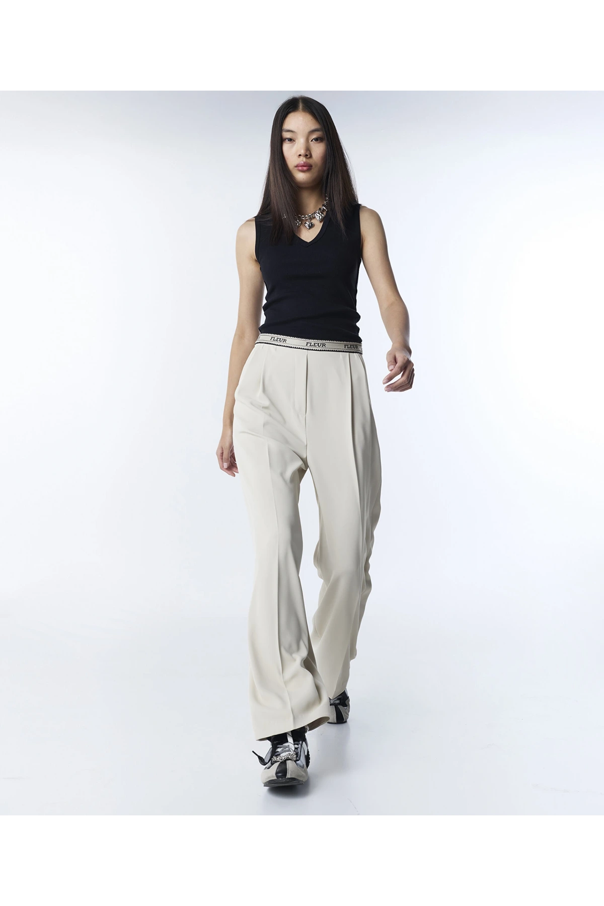 Twist Slogan Wide Leg Pantolon TS1260003139