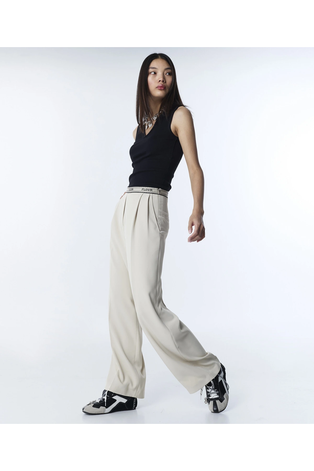 Twist Slogan Wide Leg Pantolon TS1260003139