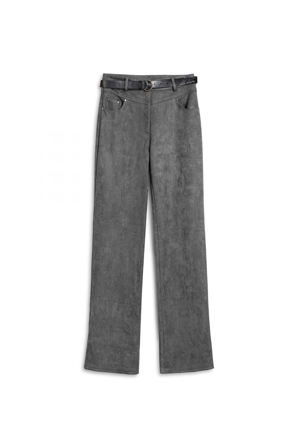 Twist Süet Görünümlü Kemerli Pantolon TW6250003201