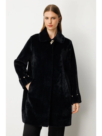 Ekol Kruvaze Yaka Broş Detaylı Manto 06331