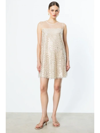 Ekol Pul Payetli Midi Boy Elbise 05206