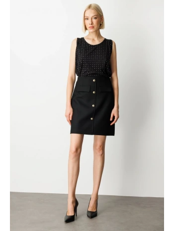 Ekol Süs Düğmeli Mini Kaşe Etek 02001