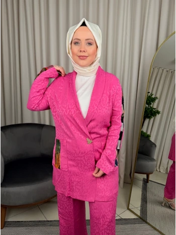 Ghisa Kol Şerit Detaylı Leopar Desen Takım 25YGSTKM3068