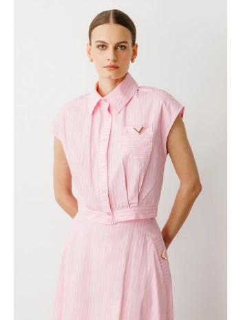 On Fashion Düğmeli Cepli Gömlek 56312