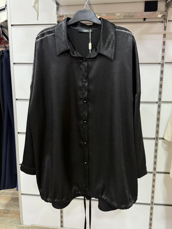 Ahsen Pul İşlemeli Saten Gömlek 25YGMK2501