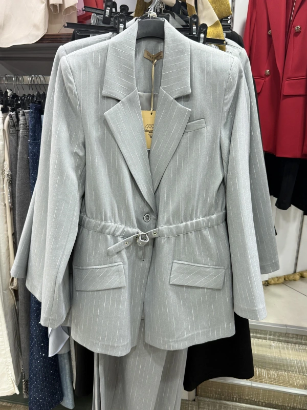 Milestone Çizgili Beli Kemerli Takım 687