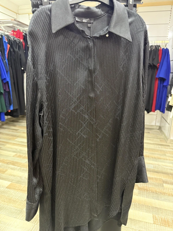 my312 Çizgili Saten Takım 25S1446-Siyah