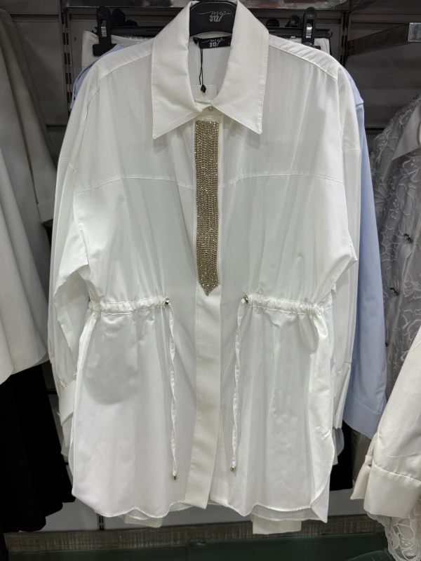 my312 Önü Taşlı Tunik 25S8600 Ekru