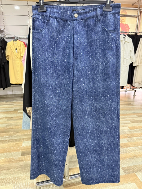 my312 Taşlı Bol Paça Jean 25S2701-İndigo