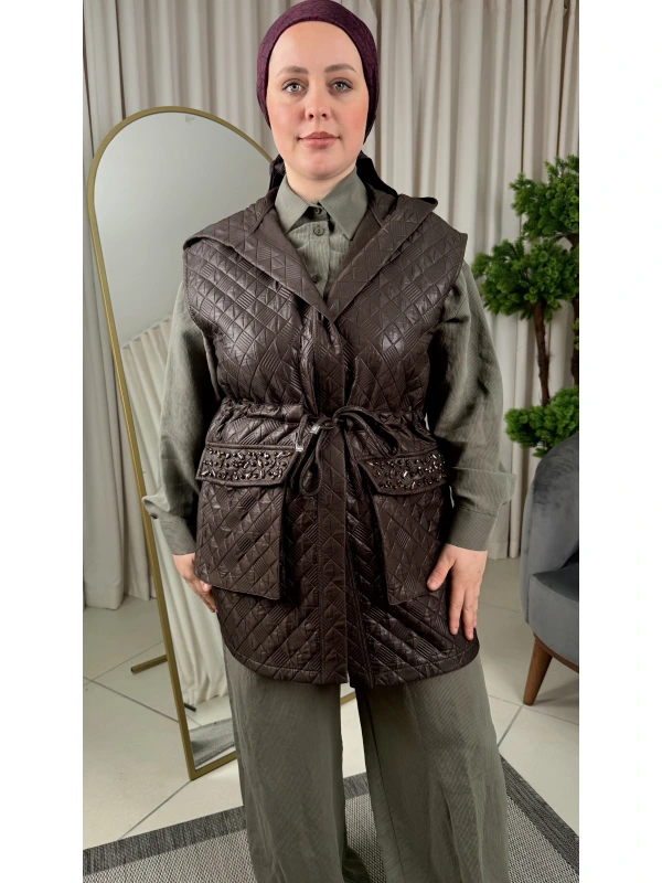 Nuss Cep Taşlı Kapitone Yelek 26K6022