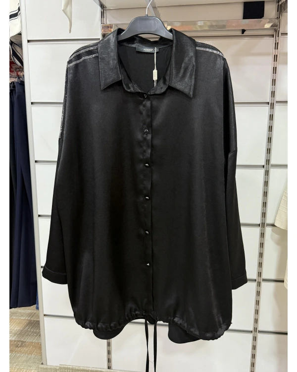 Ahsen Pul İşlemeli Saten Gömlek 25YGMK2501