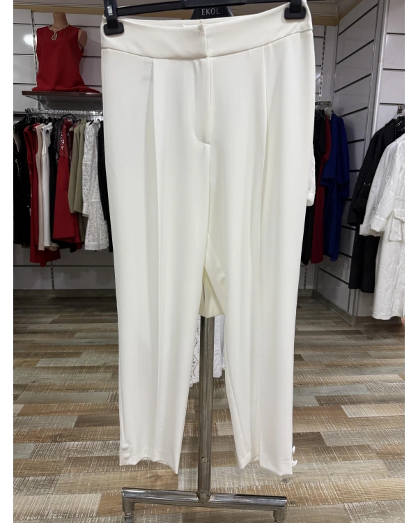 Ekol Paçası Düğme Detaylı Cepsiz Pantolon 04044