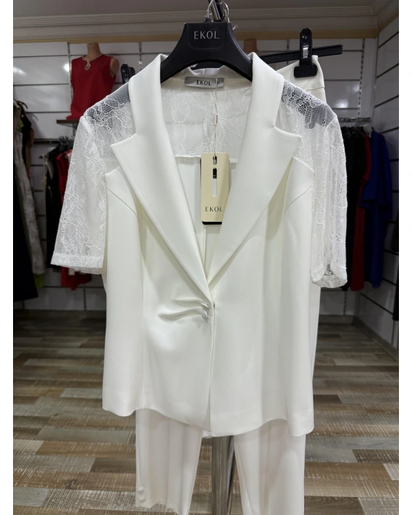 Ekol Paçası Düğme Detaylı Cepsiz Pantolon 04044