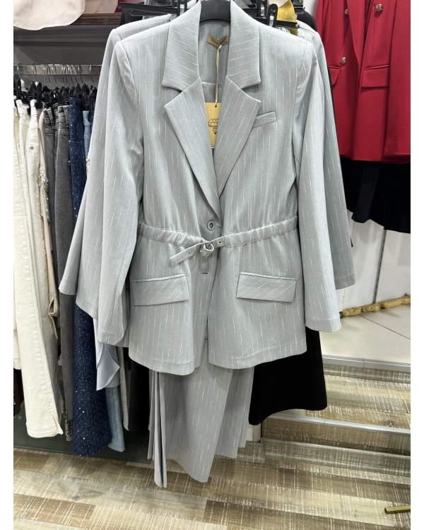 Milestone Çizgili Beli Kemerli Takım 687