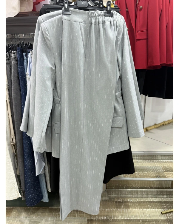 Milestone Çizgili Beli Kemerli Takım 687